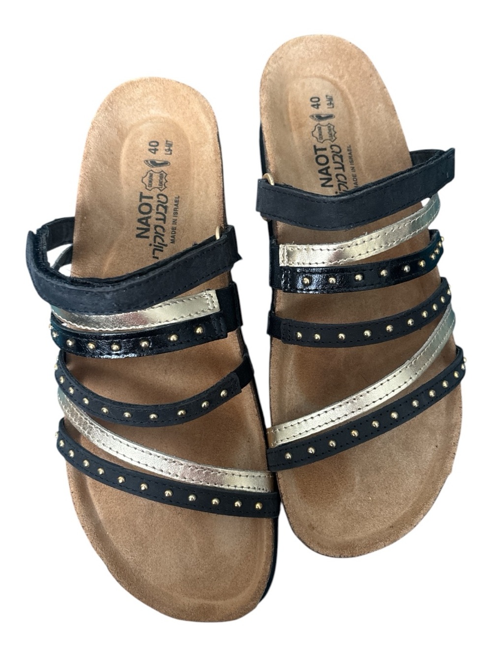 Naot Prescott size 9 Women's Black and Gold Strappy
